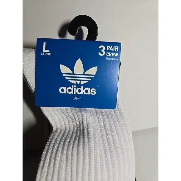ADIDAS Mens Socks Crew Moisture Wicking Cushioned 3 Pair Shoe Size Large 6-12 - Picture 4 of 10